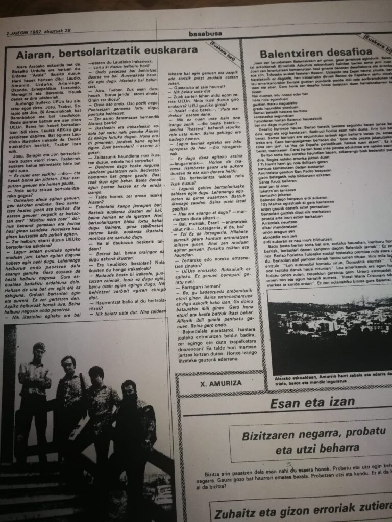 Bertso-eskolen miraria Aiaraldea